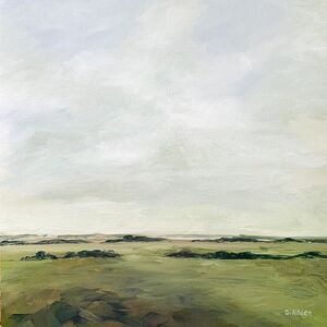 Original Oil Landscape Painting Pastoral Country Sky Open Field 12x12" Signed